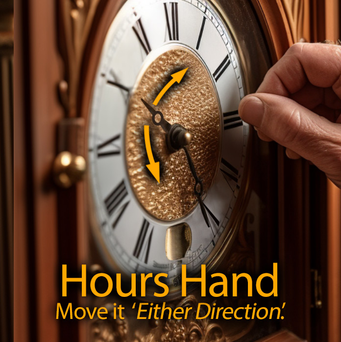 Hours Hand - Move it either direction.